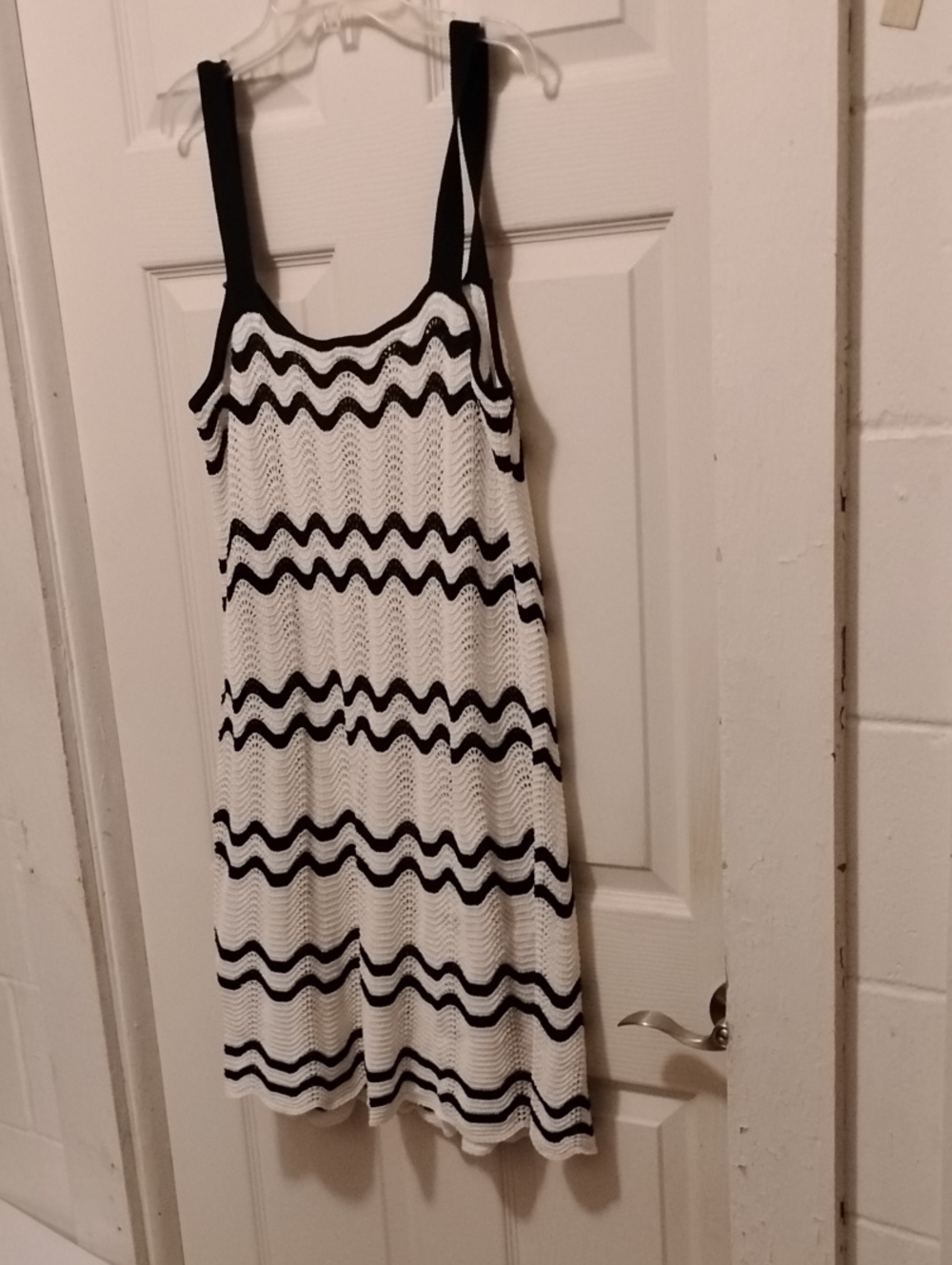 Express White and Black Zigzag Knit Tank Dress